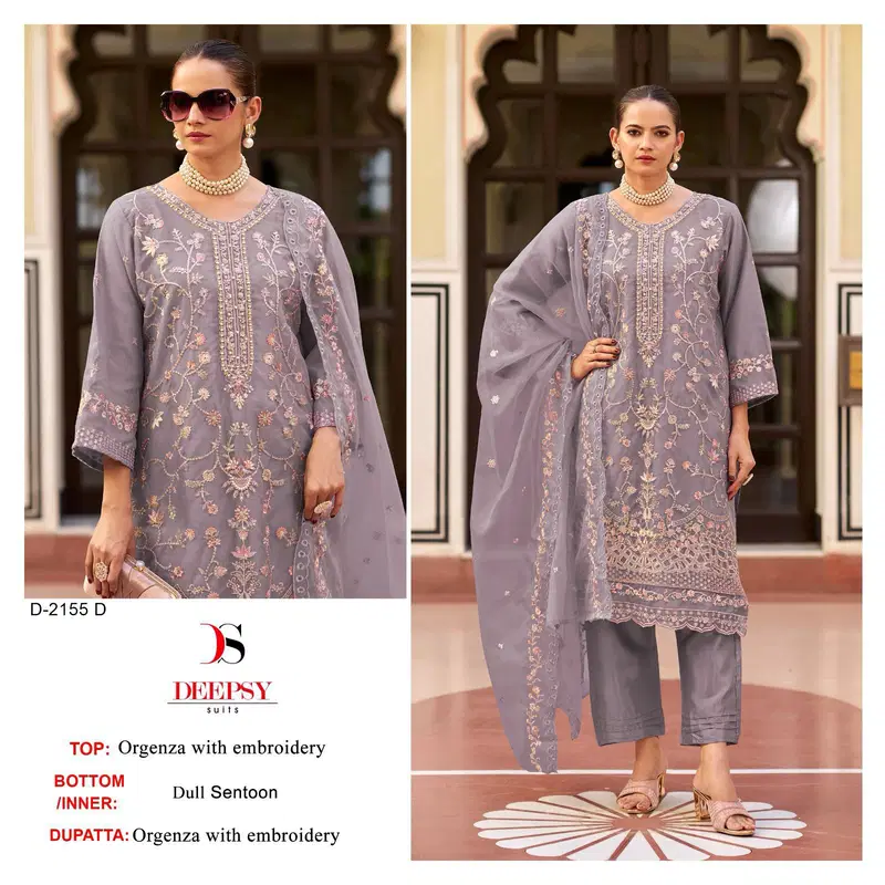 D 2155 A To D By Deepsy Organza Pakistani Suits Exporters In India